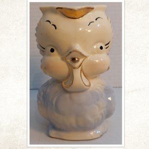 Vtg 1940 Shawnee Pottery Chick/Bird Gold Trim Blue Creamer